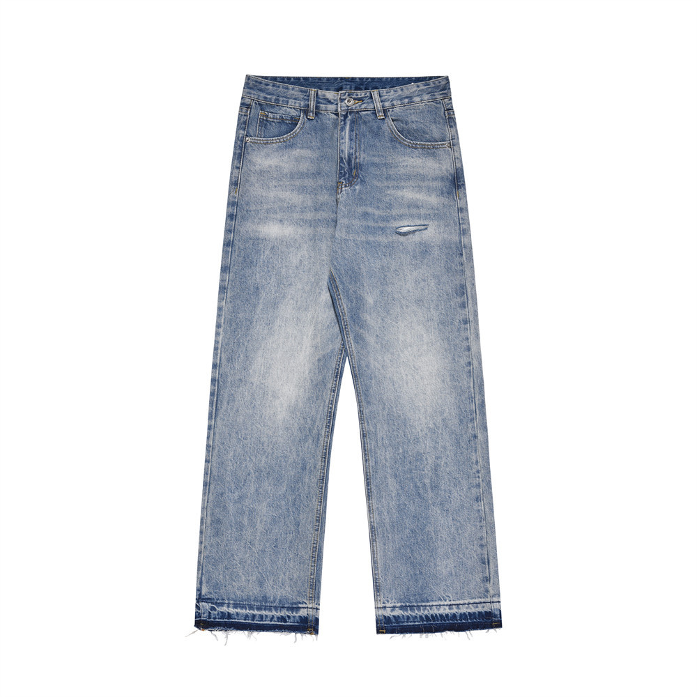 Washing Water Raw Hem Jeans Men